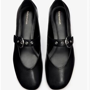 Reformation Black Bethany Ballet Flats